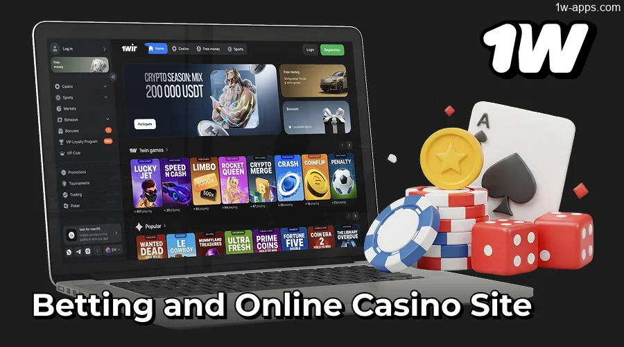 1w Sports Betting and Online Casino homepage
