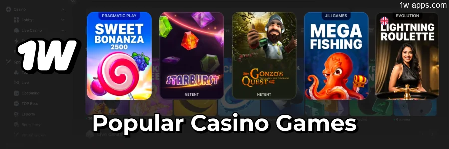 1w App Popular Casino Games