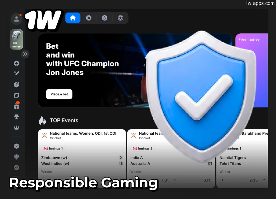 1w App Responsible Gaming tools