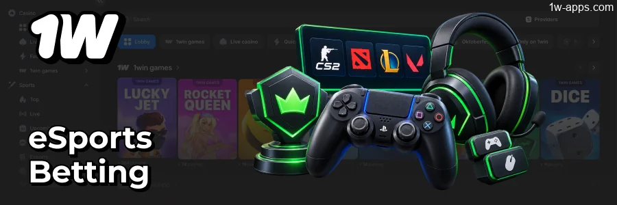 1w App eSports Betting lobby