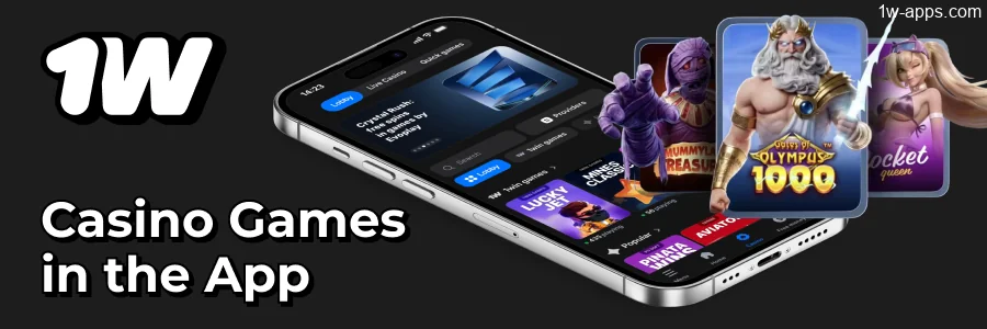 1w App Casino Games and Categories