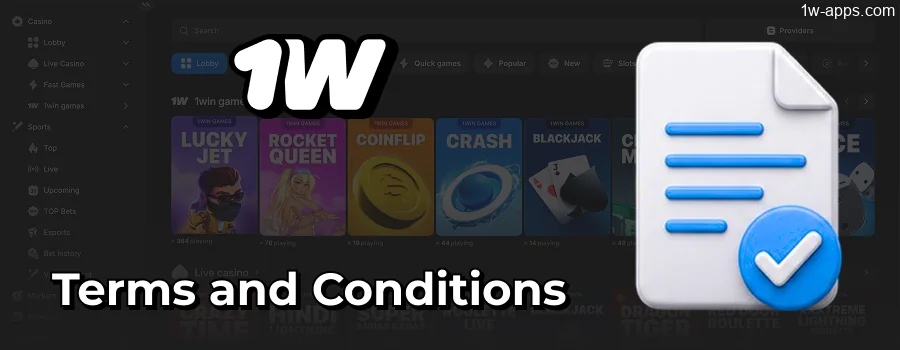 1w App Terms and Conditions overview